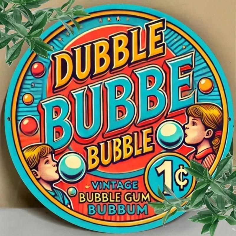 

Vintage Double Bubble Gum Metal Wall Poster, Retro Cafe Decor