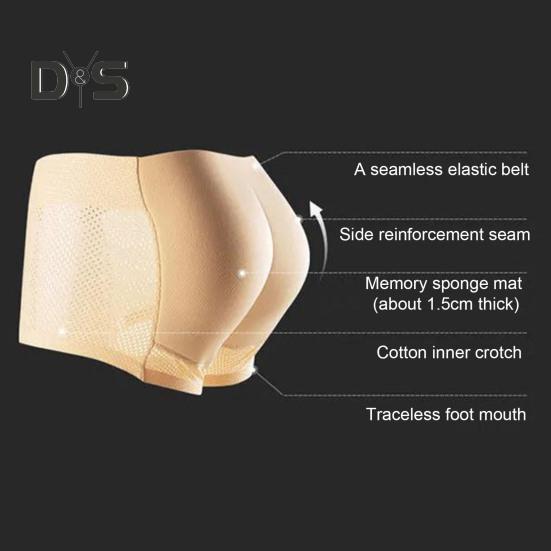 Pánské prodyšné spodní prádlo se středně vysokým pasem, jednobarevné, tvarující hýždě, s bokovými vycpávkami, šortky, kalhotky, falešné hýždě, bezešvé spodní prádlo