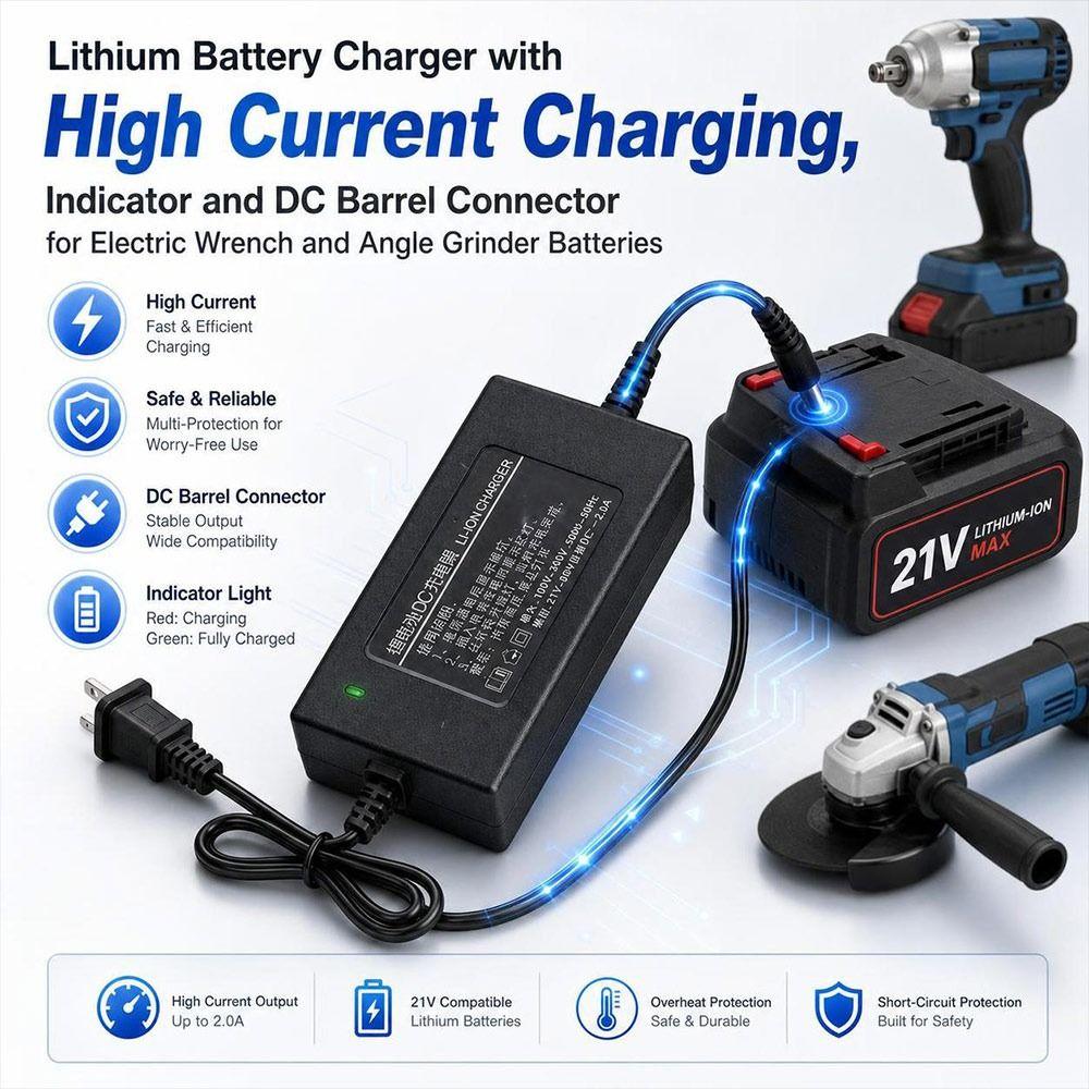 Charging Indicator Lithium Battery Charger Battery Charging Adapter Electric Wrench Accessories