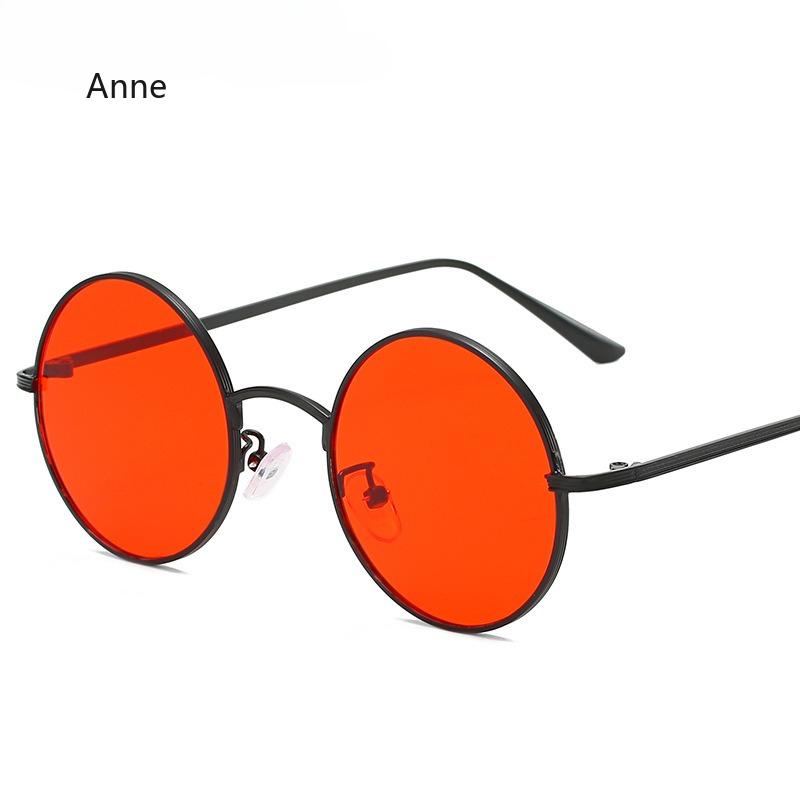 Women Sunglasses with Red Lenses Round Metal Frame Vintage Retro Glasses Sun for Men Unisex Birthday Gifts Gafas De Sol