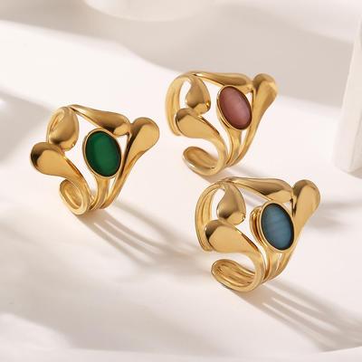 Anello Retrò Cat-Eye in Acciaio Inossidabile: Gioielli Statement di Alta Gamma da Donna con Design Aperto Irregolare