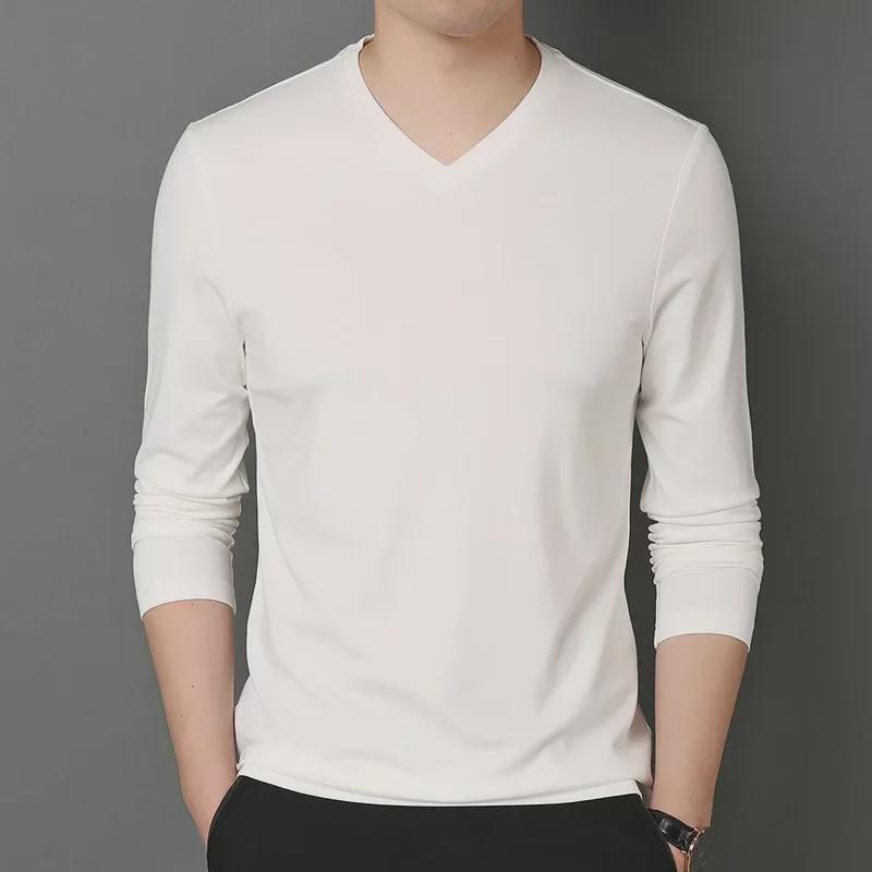 Men's Slim Fit Long-Sleeve V-Neck T-Shirt for Spring & Autumn