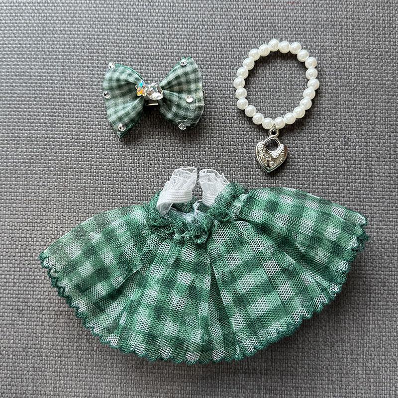 

Для куклы Лабубу 15-17 см Разноцветная клетчатая юбка Костюм-тройка Милые куклы Лабубу V1 V2 Модный стиль Платье Аксессуары для DIY No doll