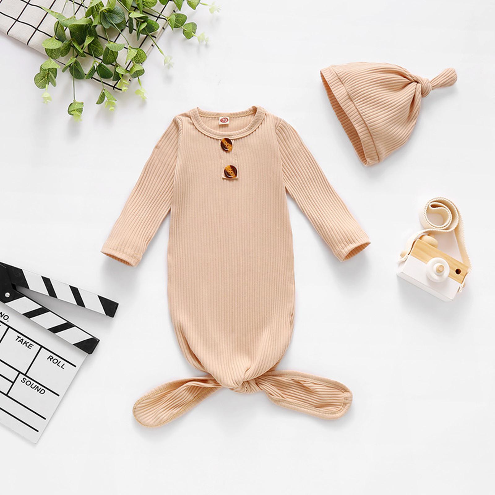 

Newborn Infant Gowns Sleeping Bag Pajamas Outfits Swaddle Blanket Sleepwear 70 бежевый