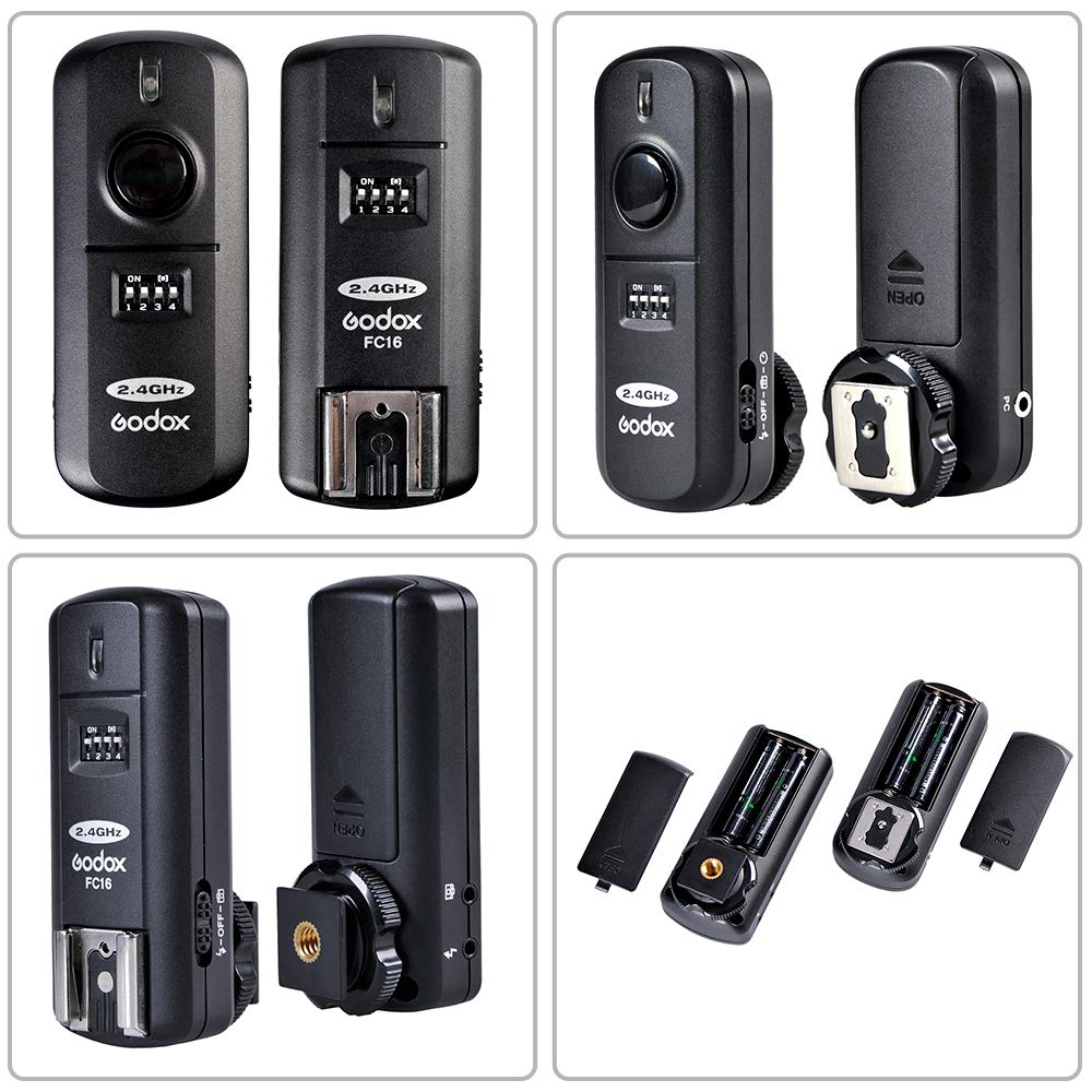 GODOX Transmitter and Receiver Flash Trigger Studio Strobe Trigger Camera Shutter for Nikon Cameras FC-16N Set, 16-Channel Shutter, Shutter, D800E,