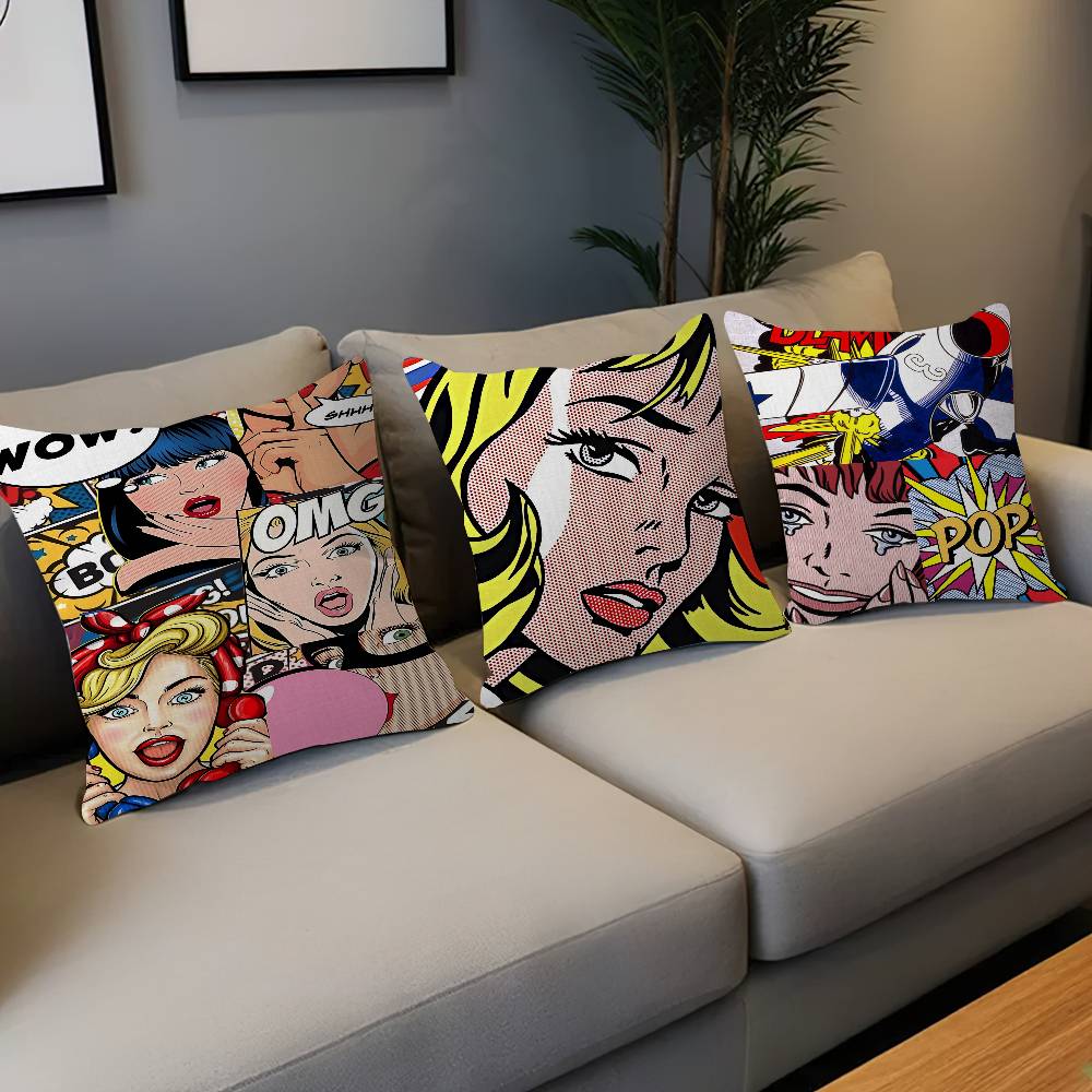 Roy L-Lichtenstein Pop Art Pillow Gift Home Office Decoration Bedroom Sofa Car Cushion Cover case 45x45