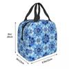 Antique Blue Azulejo Tile Floral Insulated Lunch Bag for Women Kids Portable Food Boxes Thermal Lunch Box Tote