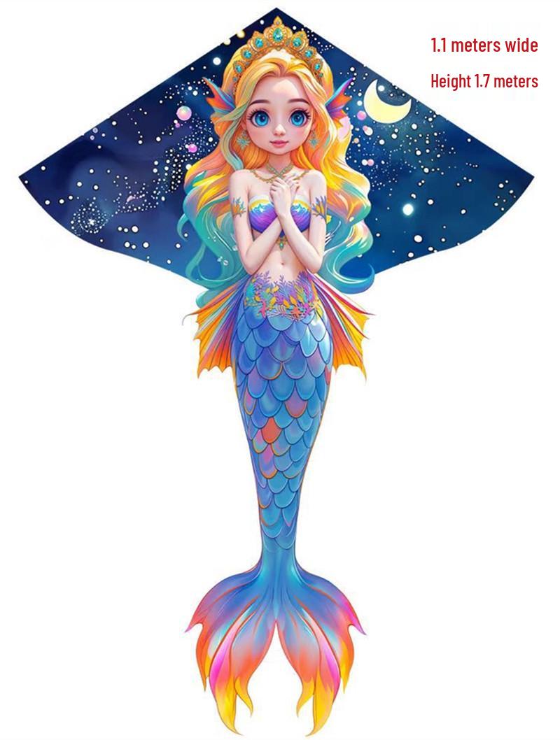 Mermaid Cartoon Delta Kite for Kids and Adults - Easy to Fly in Light Breeze
