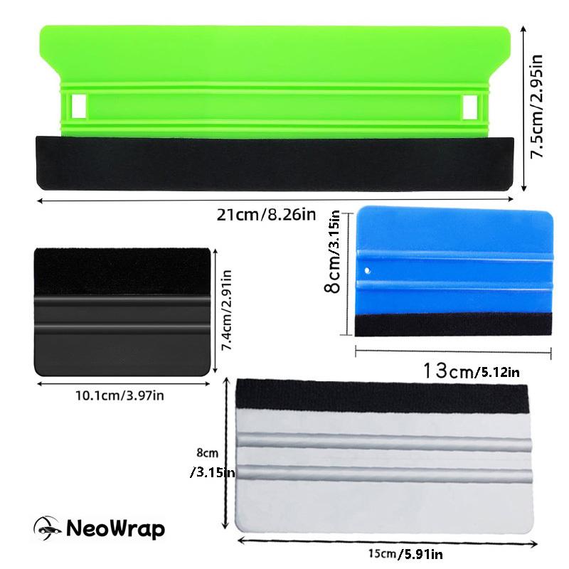 Plastic Squeegee 8IN/6IN/5IN/4IN Window Tint Squeegee Wrap Squeegee with Felt Edge Wallpaper Tool Decal Applicator Vinyl Scraper