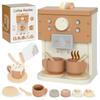 Kids Wooden Coffee Machine Toy, Pretend Play Kitchen Accessories Gift for Boys and Girls Ages 3+