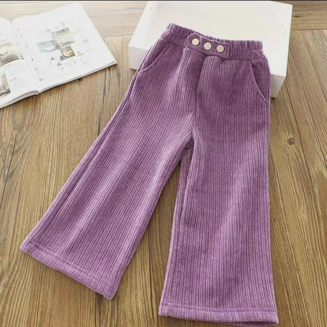 

Широкие вельветовые брюки для девочек с бархатной подкладкой — стильные и удобные для осени/зимы 2021 г. 130 cm