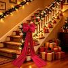 Large Red Velvet Christmas Bow with Ribbon for Tree, Wreath, or Staircase Ornamentation