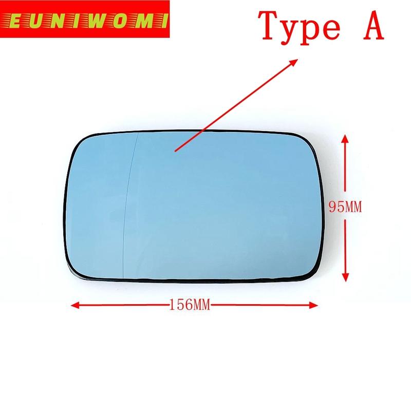 Car Wide Angle Blue Heated Mirror Glass for BMW Type A ( BMW 3 ,5 , 7,E30 E32 E34 E36 )  Type B (BMW E46, 7 ,E65 E66 )