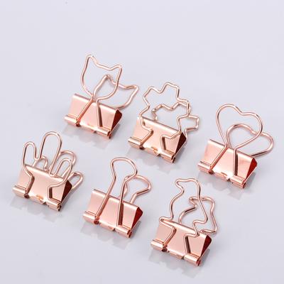 10Pcs Cute Cat Heart Flower Shaped Paper Clip Rose Gold Metal Binder Clips For Book Decorative Clip Notes Letter Binding Clips