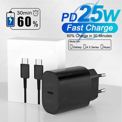 PD 25W Schnellladegerät für Samsung Galaxy S23 S22 S21 S20 Fe S24 Ultra Plus Schnellladekabel USB Typ C Datenleitung Telefonladegerät