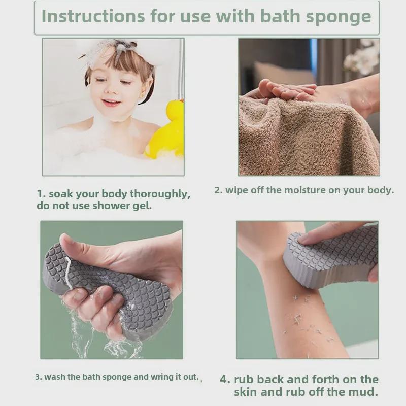 3D Fish Scale Baby Bath Sponge - Gentle Exfoliating Towel for Kids