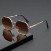 Men's Trendy Blue Polarized Sunglasses - Polygonal Metal Frames for Driving and Beach Travel