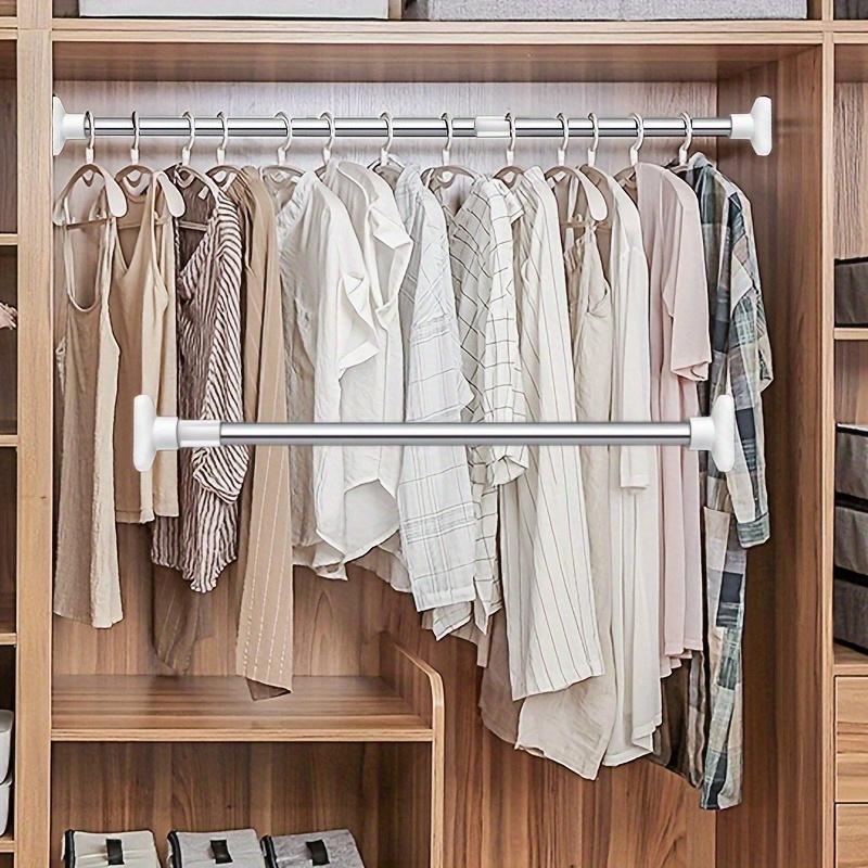 Prostorově úsporný nastavitelný teleskopický věšák - Kovový nástěnný s úložným boxem, Ideální pro organizaci šatníku, koupelny, ložnice a obývacího pokoje