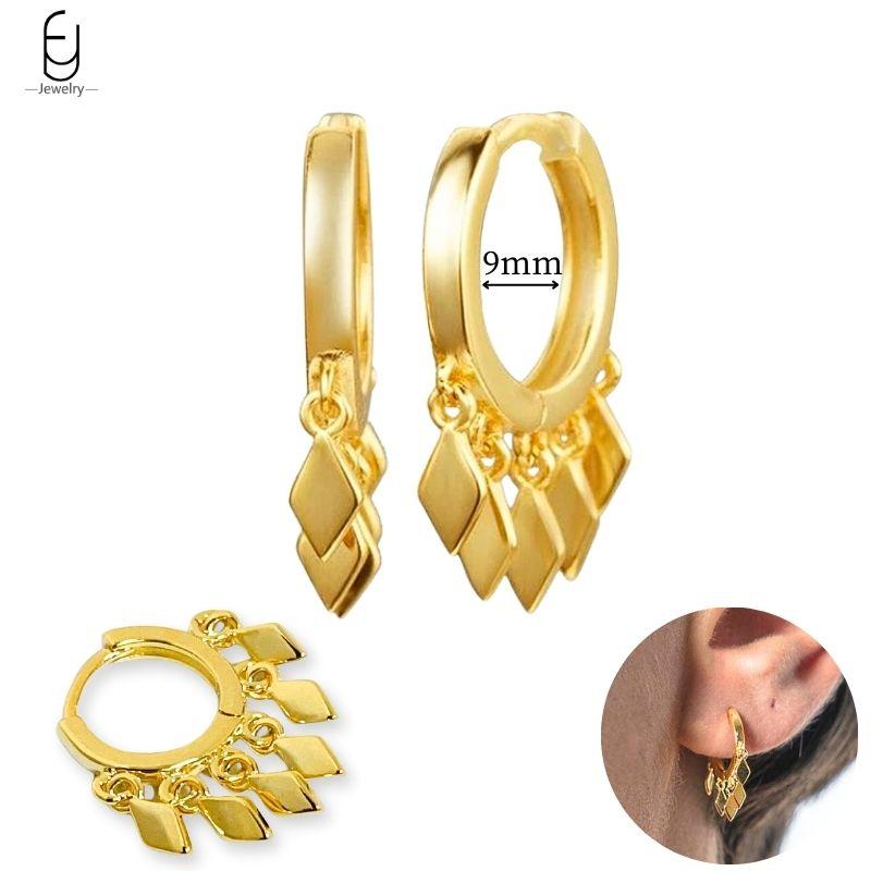 925 Silver Needle Vintage Gold Earrings Luxury Long Chain Tassel Crystal Hoop Earrings for Women Party Trend Jewelry