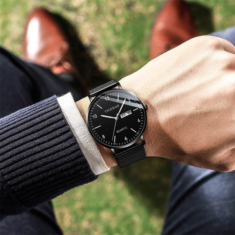 Swiss Genuine Watch Men's Waterproof Double Calendar Trend Star Non-mechanical Watch Quartz Watch New