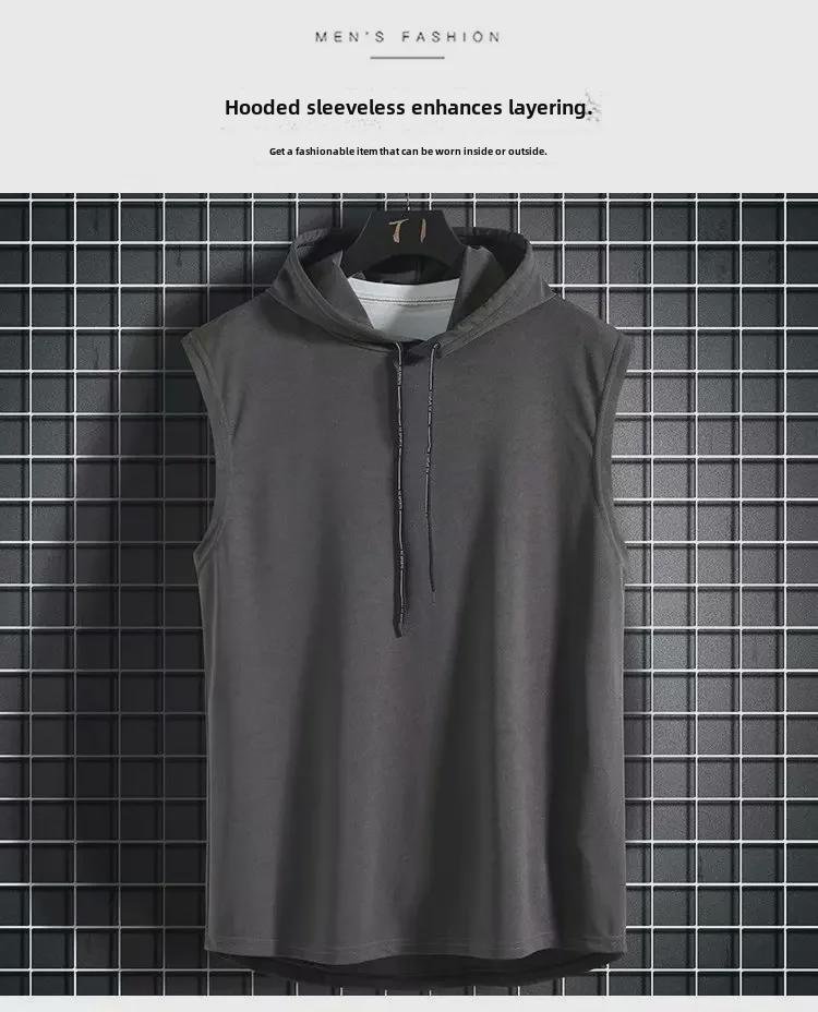 Men’s Slim Fit Hooded Sleeveless Vest for Summer Sports and Running