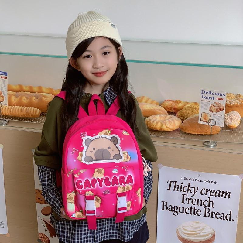 Mengqu Kapibara Boys And Girls Backpack Cute Printed Large Capacity Elementary School Bag Children'S Backpack