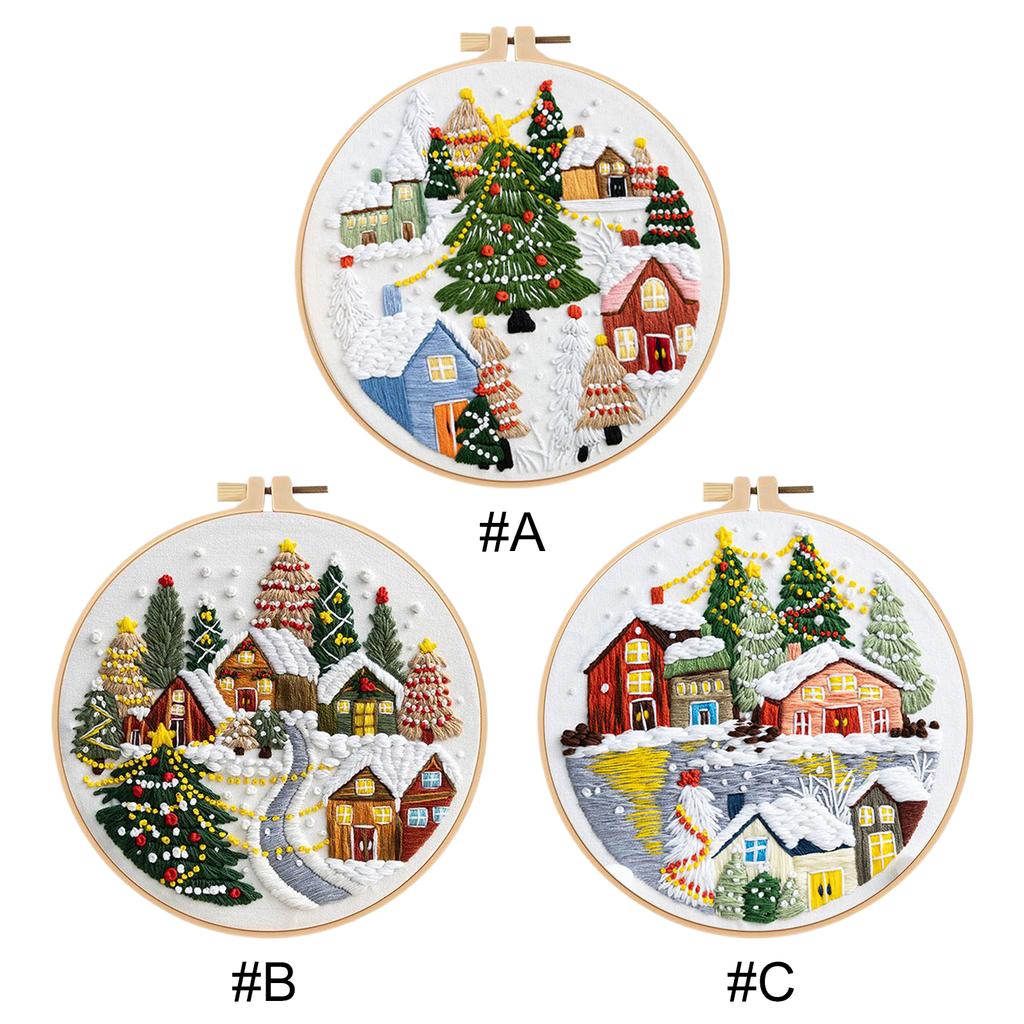 Cross Stitch Needlepoint Kit with Needle Thread Instructions Christmas Series Craft Needlework Multi-Purpose for Adults Beginner