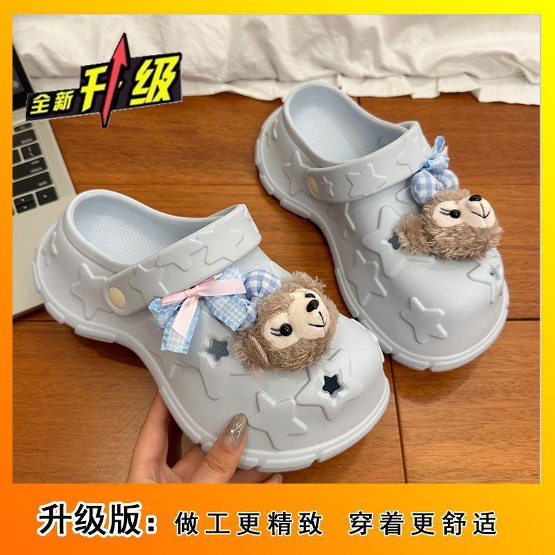 

Обувь с дырками на толстой подошве, ощущение наступания на дерьмо, пляжные полушлепанцы, дизайнерское ощущение, шлепанцы с закрытым носком, женская одежда, лето 2025, новинка 41