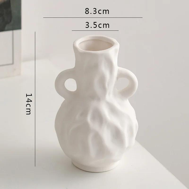 White Ceramic Decoration Dried Flowers Flower Vases Living Room Flower Arrangement Dining Table Foyer Decorations Home Decor