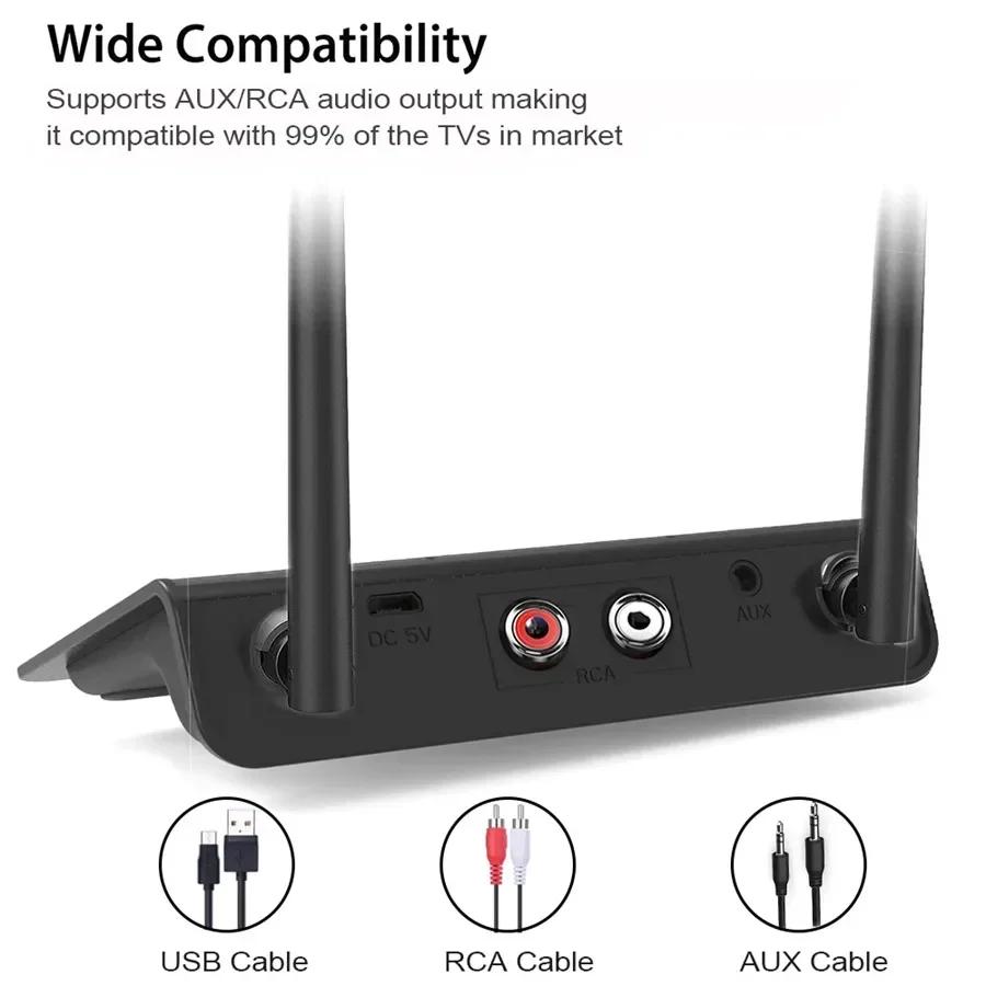 80M Bluetooth Transmitter Receiver Aptx HD LL Low Latency BT 5.0 Wireless Audio Adapter 3.5mm AUX RCA Jack for PC TV Headphones