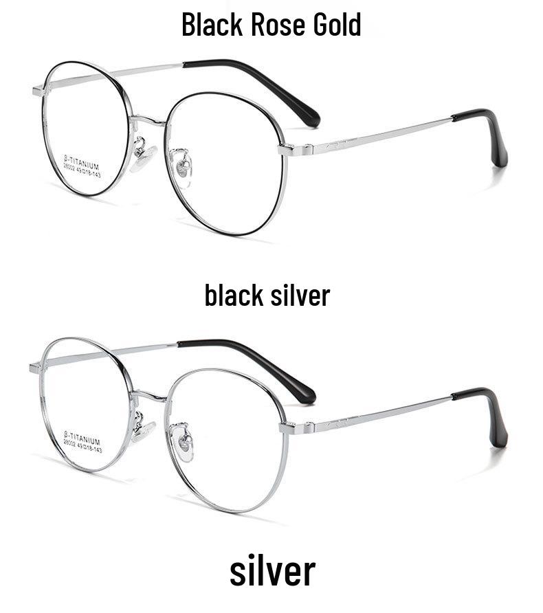 Ultra-Light Non-Magnetic Titanium Round Retro Glasses Frame for Myopia Lenses - Two-Color Versatile Design