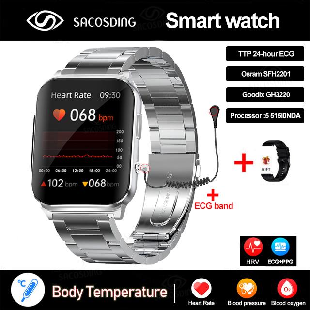 SACOSDING Hygieia-05s Max Blood Oxygen ECG+PTT Smart Watch 1.83" Screen Blood Pressure SPO2 Body Temperature Smartwatch Health Sport Watches