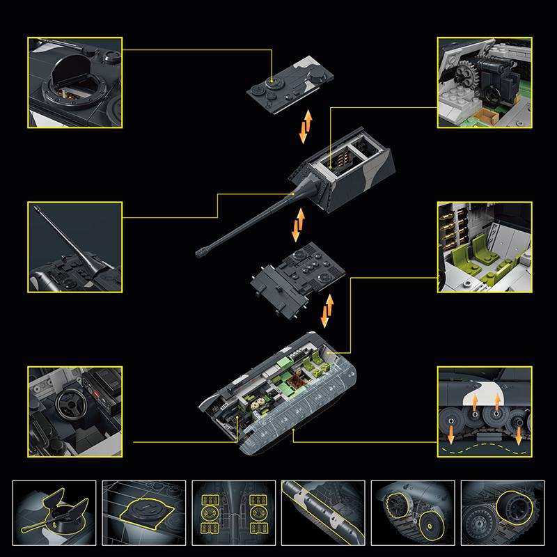World War 2 Ww2 Army Military Soldiers E-100 Heavy Tank Model Assemble Building Blocks Bricks Toys For Children Gift