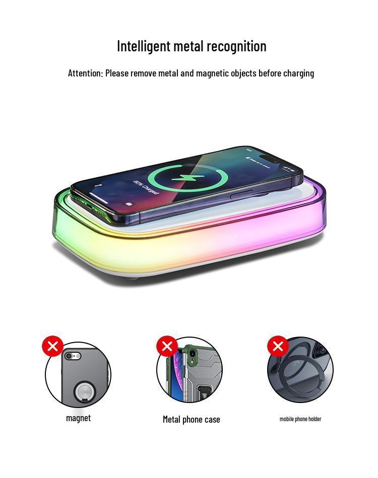 15W Universal Wireless Charger Stand with Desktop Night Light.