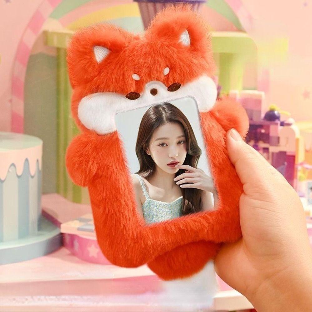 Multifunctional Photocard Case Plush Bear/Rabbit/Chick Bus Door Cards Sleeve Cartoon Cute Idol Photos Protective Cover Students