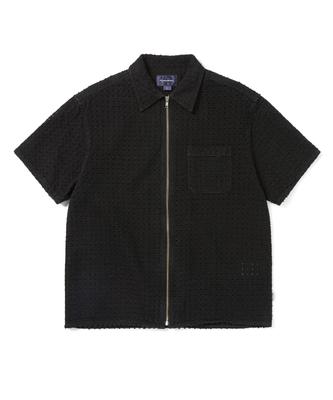 THISISNEVERTHAT Damaged Denim Zip S/S Shirt Black