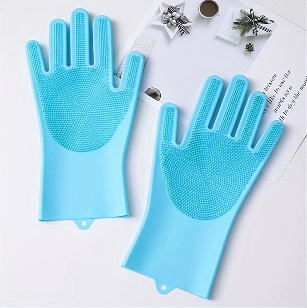 A Pair Dishwashing Gloves Kitchen Silicone Cleaning Gloves Magic Dish Washing For Household Scrubber Gloves