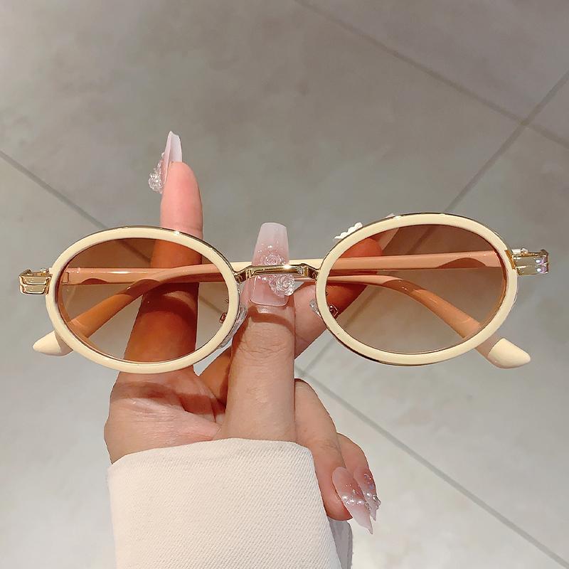 Retro Punk Metal Shades Trendy Ins Brand Design Women's Sunglasses Hip Pop Futuristic Chic Oval Sun Glasses for Men's