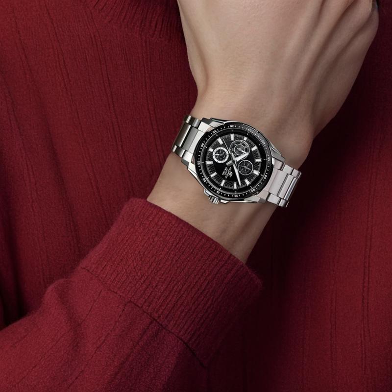 Casio EDIFICE 100 Meters Waterproof Depth Fashion Quartz Movement Stainless Steel Strap Japanese and Korean Watch Men's Watch Black EF-336DB-1A1V2021