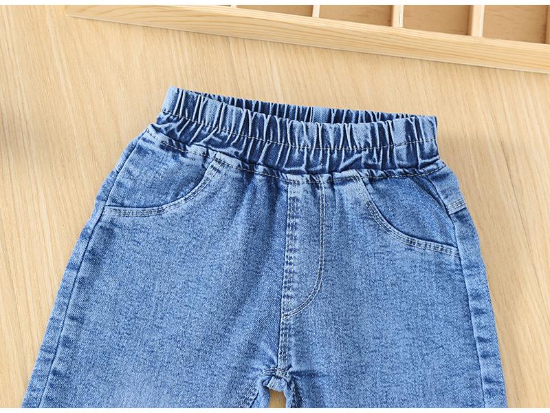 Jeans droits Printemps/Automne 2025 Filles & Garçons - Style Délavé pour Enfants Moyens & Grands