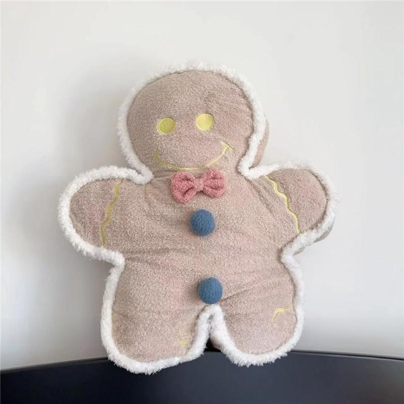 Soft Cute Gingerbread Man Plush Toy With Embroidered Cartoon Design For Girls Home Decor