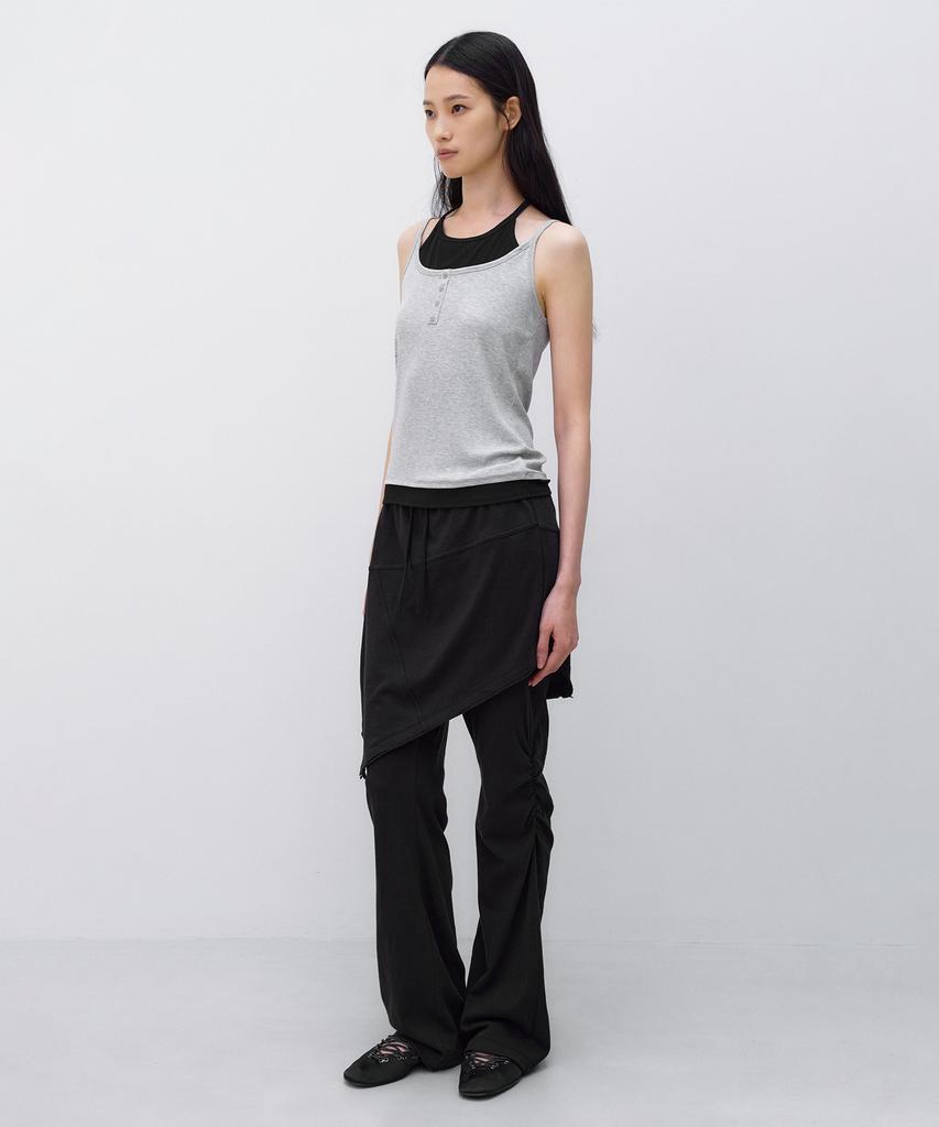 INSILENCE WOMEN Layered Henley Neck Sleeveless Melange Grey