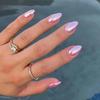 24 Pièces Pointes d'Ongles Rose Nude Courtes Tête Ronde Faux Ongles avec Motif Portables Finis Faux Ongles Couverture Complète Press-on Nails