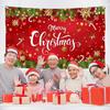 MEHOFOND Merry Christmas Backdrop Banner, Xmas Tree Gifts Gold Snowfalke Bells Red and Green Christmas Party Decorations