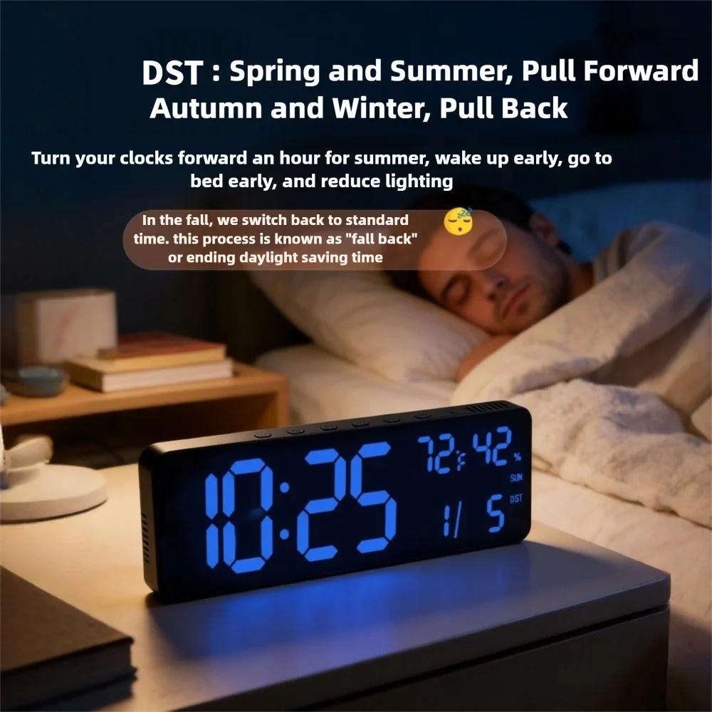 36*11.5*2.3cm Large RGB Digital Wall Clock TEMP Humidity Date Week Count-up Countdown 12/24H Bluetooth Time Synchronization LED Clock