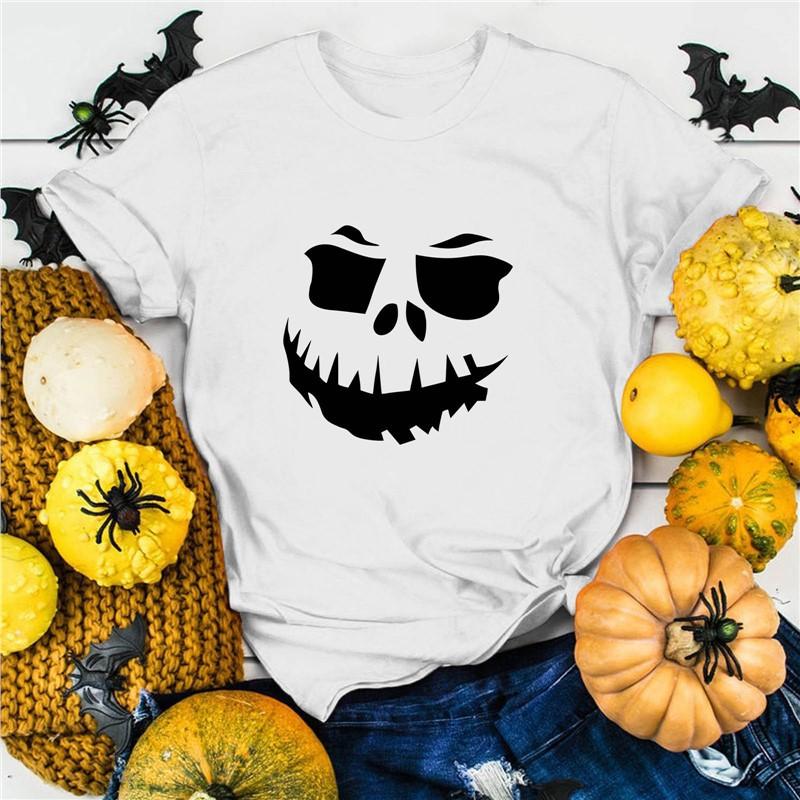 Halloween Pure Cotton Printed Unisexs and Womens Summer Personalized Short Sleeved New Fashion Trend Loose Casual Tshirt