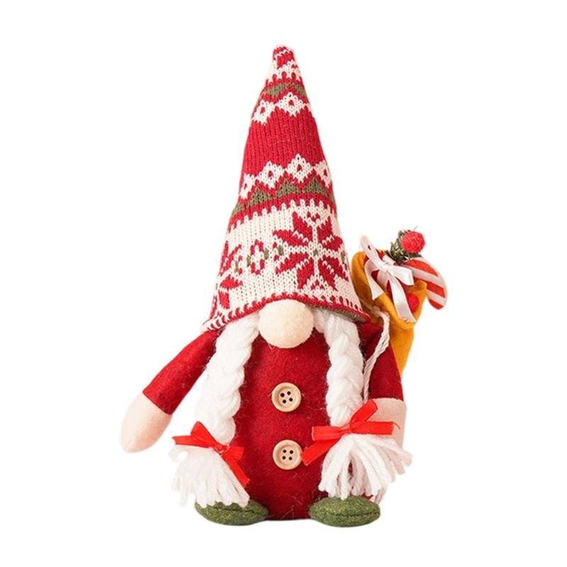 1Pc Handmade Plush Christmas Gnomes with Gift,Elf Scandinavian Tomte Gnomes Figurines Doll for Christmas Decorations красный