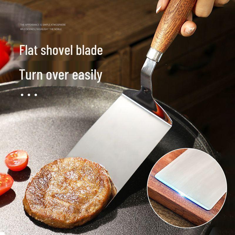 Stainless Steel Teppanyaki and Pizza Spatula with Tongs for Household and Street Food Cooking
