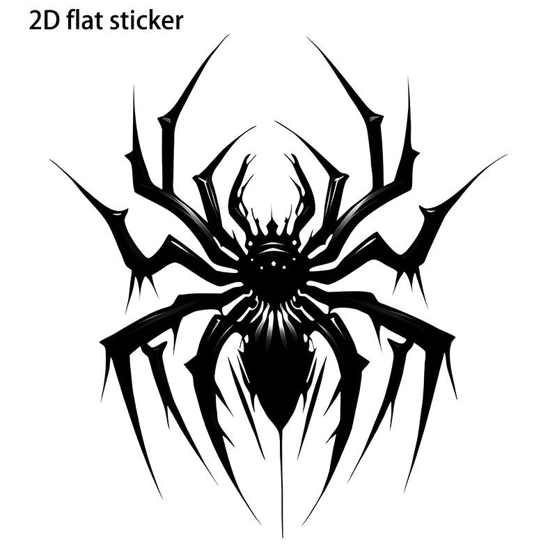 2D Flat Sticker 8-inch Simple and Cool Black Spider Tattoo Wind Wall Sticker, Vinyl Sticker Suitable for Walls, Glass, Doors and Windows,