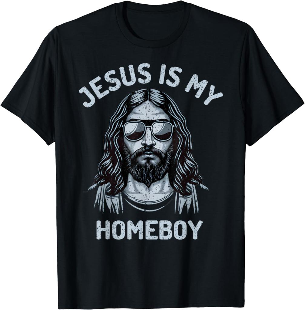 Vintage Jesus Is My Homeboy Jesus Christ T-Shirt Graphic T Shirts Men Clothing Ropa Hombre
